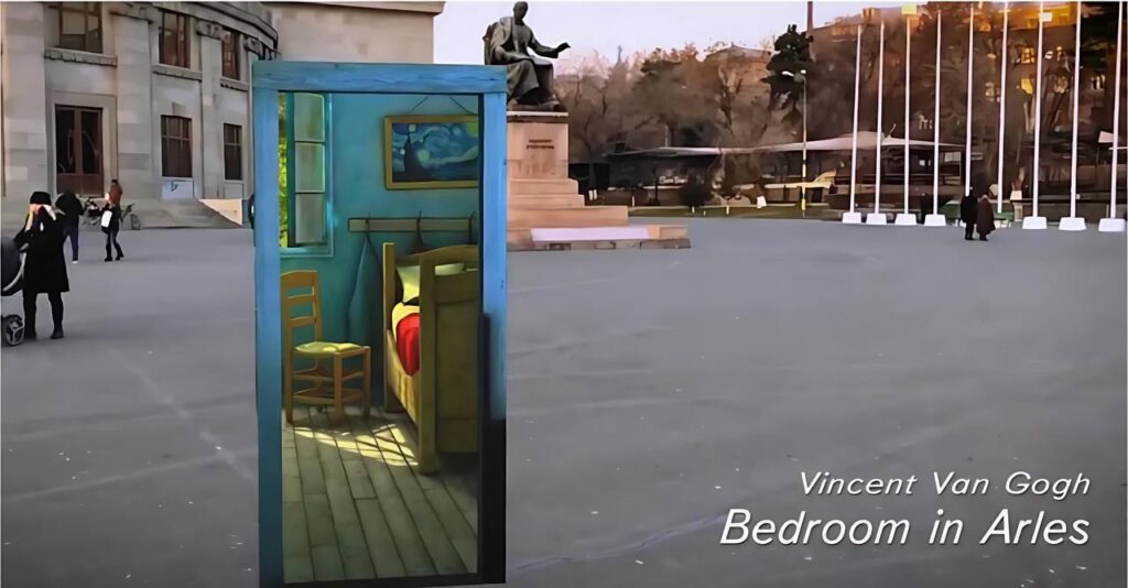 Instalação de realidade aumentada aplicada ao artesanato digital sustentável.